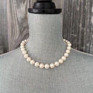 Pearl and Crystal Ball Clasp Necklace
